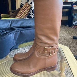 Gianvito Rossi Tan Buckled Knee Boots